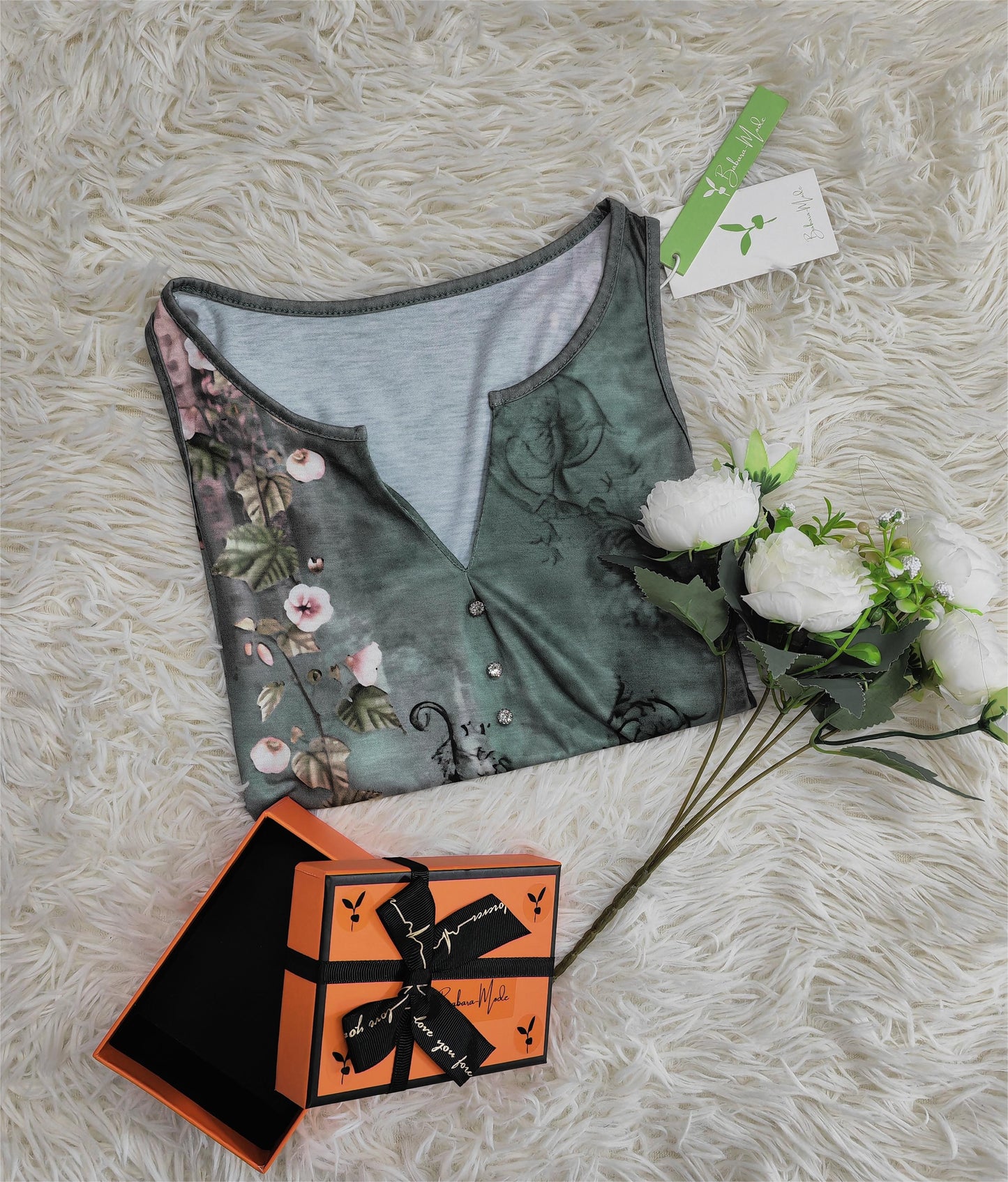 Débardeur sans manches à motif floral aquarelle