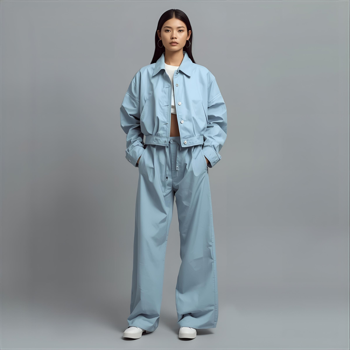 CÉRILYS | Veste courte bleu ciel doux