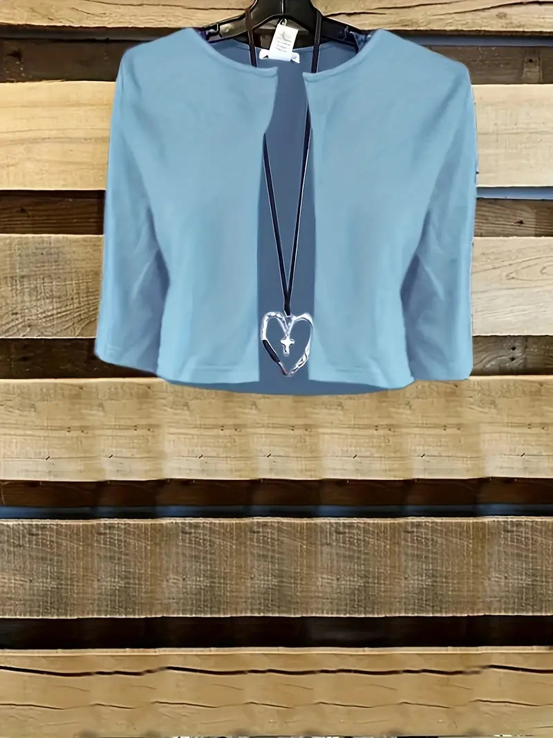 Ensemble Chic de Robe Fleurie à Deux Pièces avec Haut Court Uni et Col Ronde