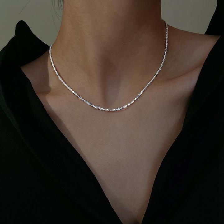 Collier Élégant en Argent à Double Chaîne pour Femmes - Design Céleste