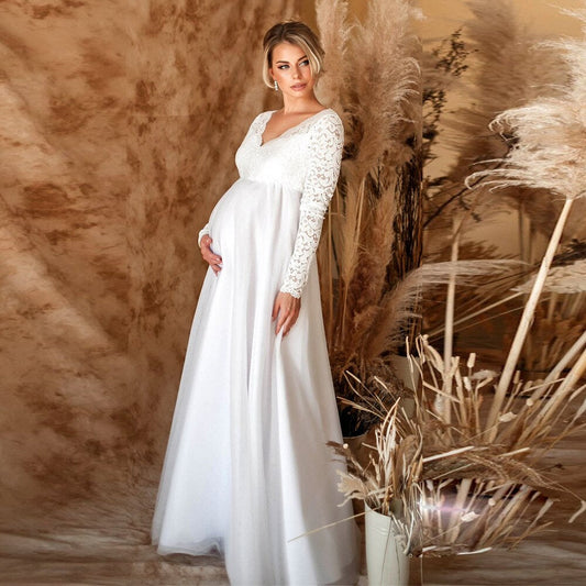 Robe Maxi Chic en Dentelle pour Mamans en Attente