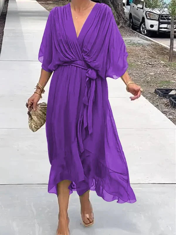 Robe Chic en Chiffon à Col en V