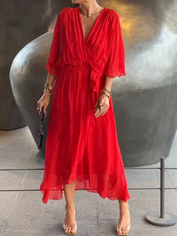 Robe Chic en Chiffon à Col en V