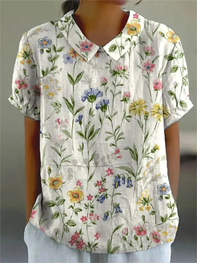 T-shirt en Coton à Imprimé Floral