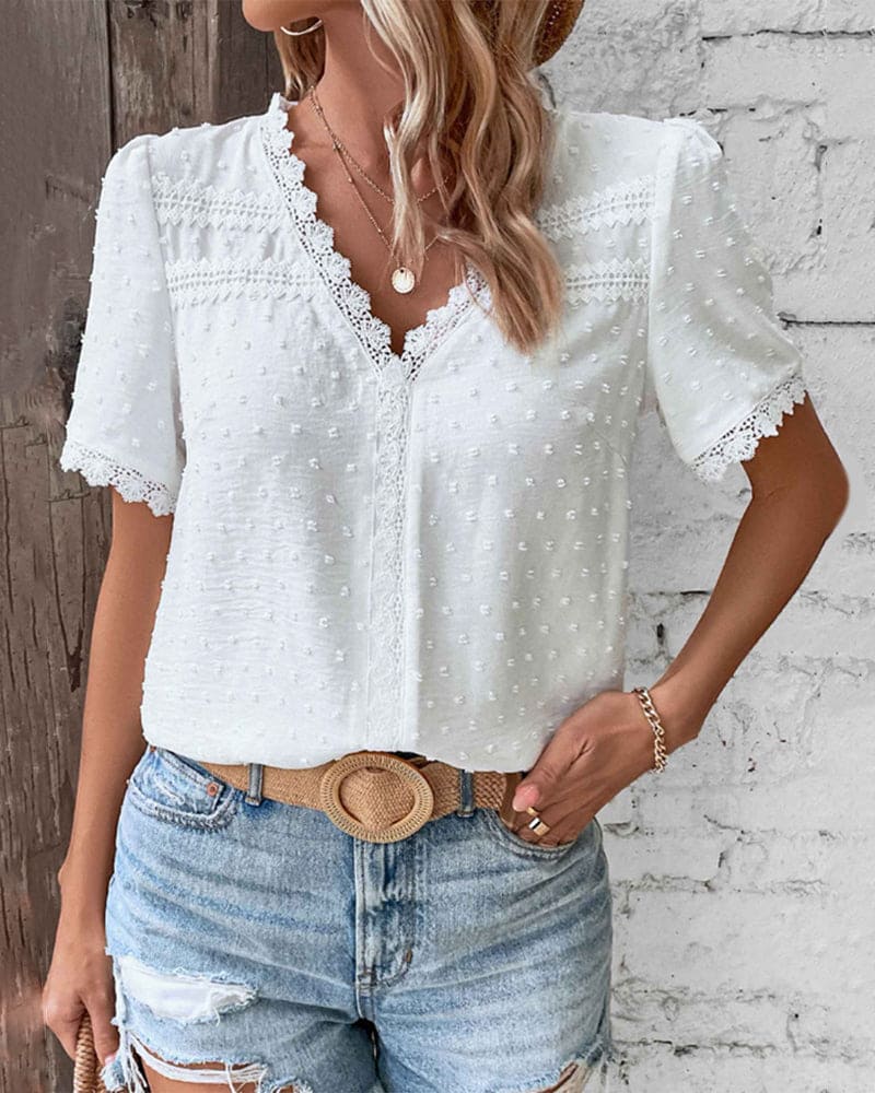 Romy V-Neck Short Sleeve Top