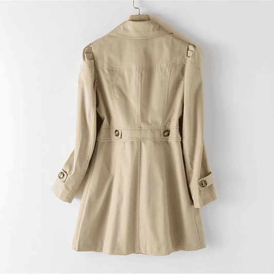 Manteau trench femme avec épaules rembourrées et fermeture à bouton