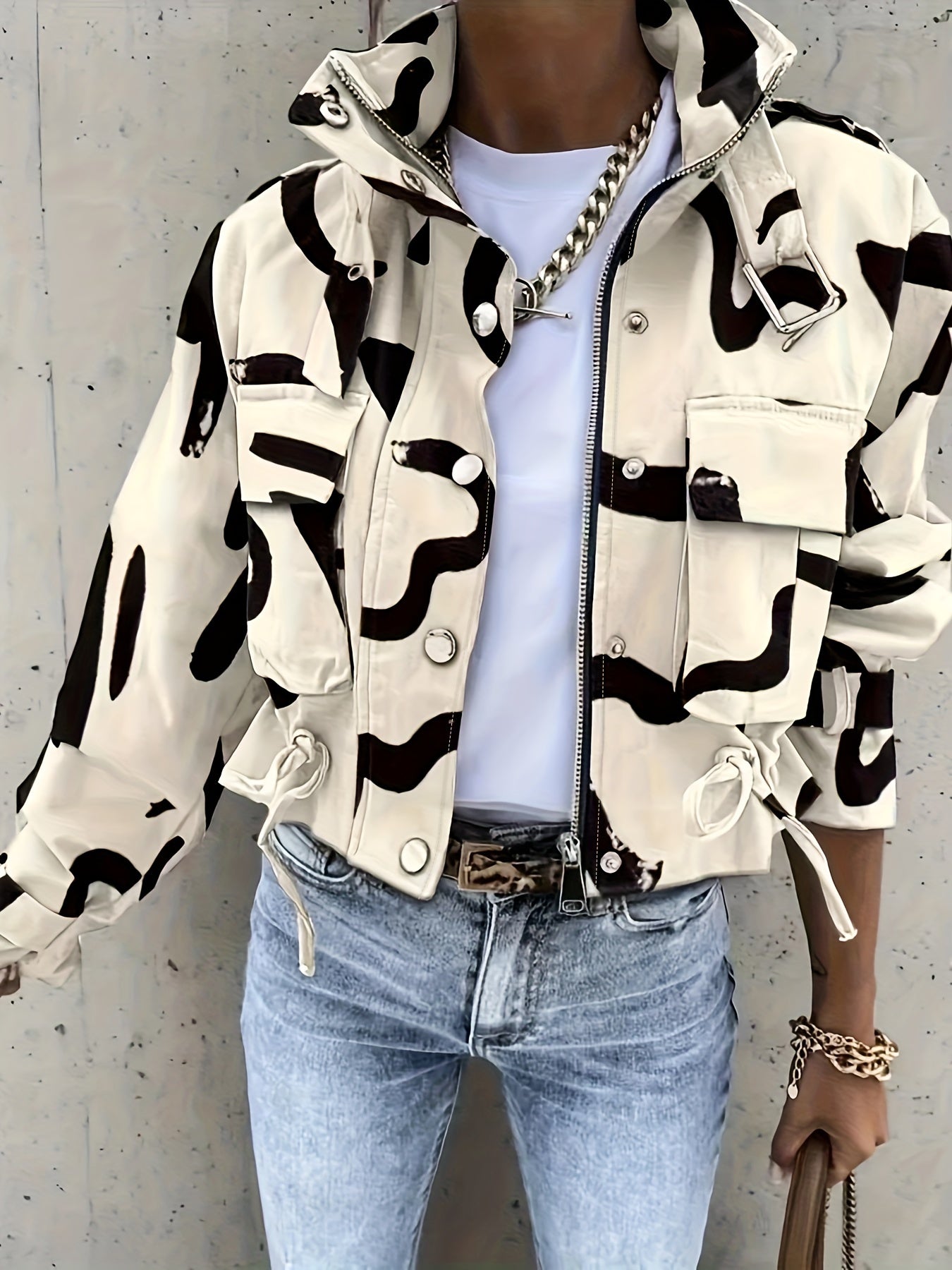 Veste Femme Élégante avec Col Montant