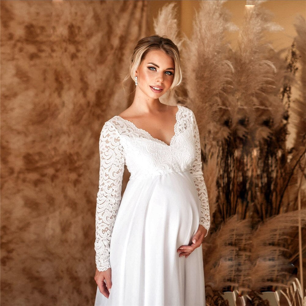 Robe Maxi Chic en Dentelle pour Mamans en Attente