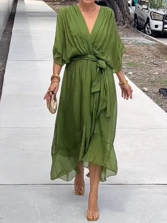 Robe Chic en Chiffon à Col en V