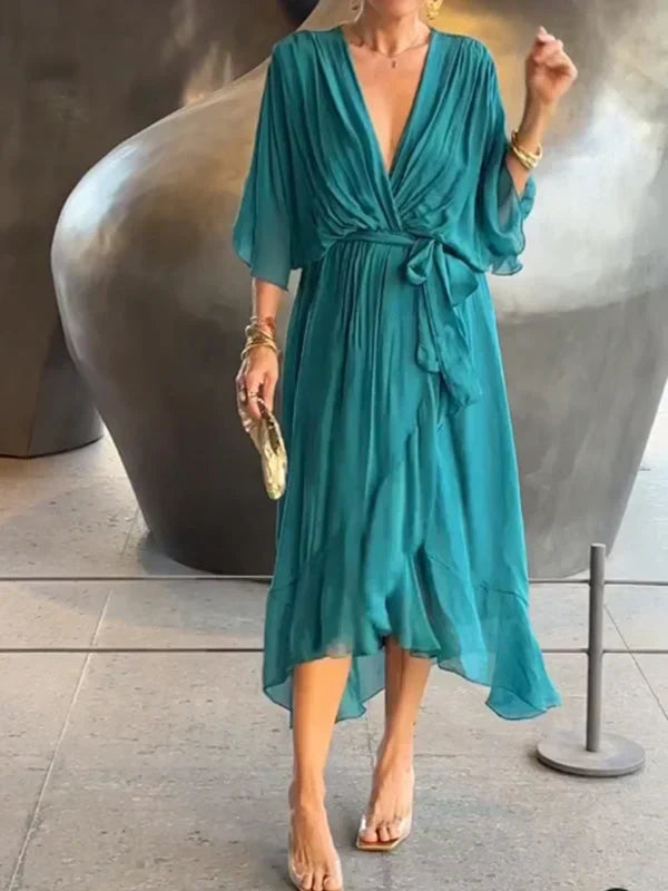 Robe Chic en Chiffon à Col en V