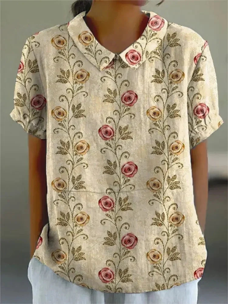 T-shirt en Coton à Imprimé Floral