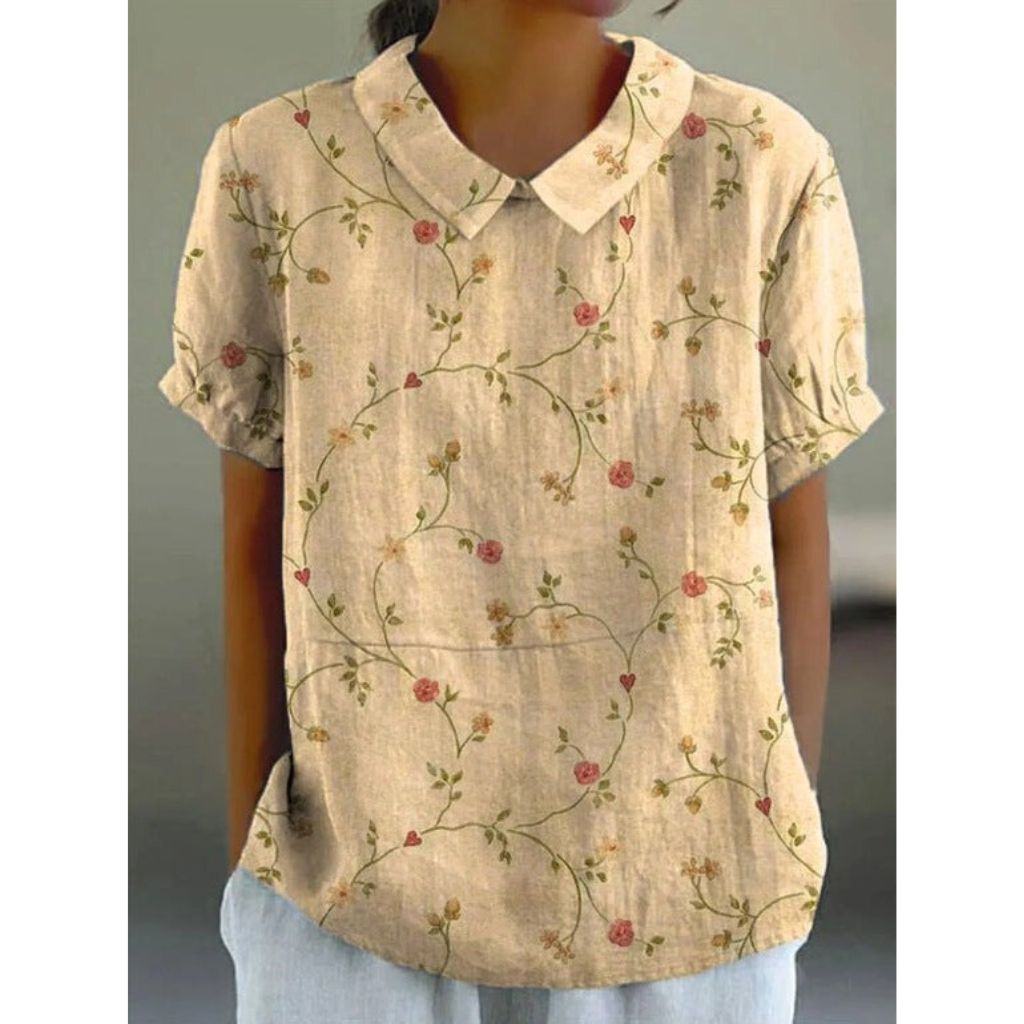 Blouse en Coton à Motif Floral Champêtre