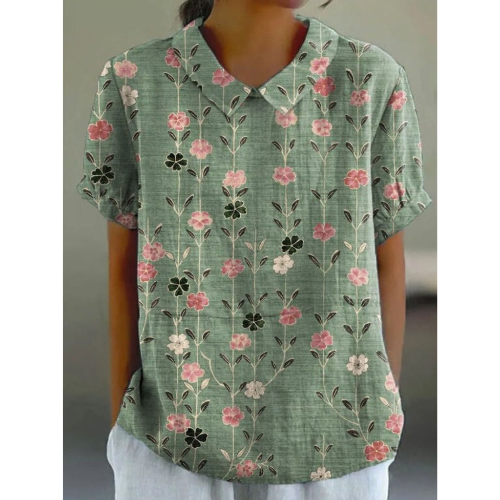 Blouse en Coton à Motif Floral Champêtre
