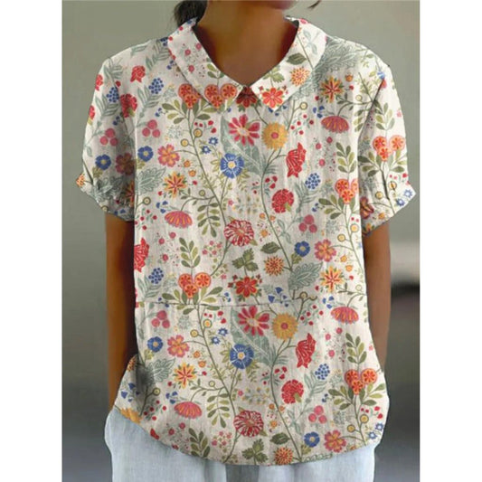 Blouse en Coton à Motif Floral Champêtre
