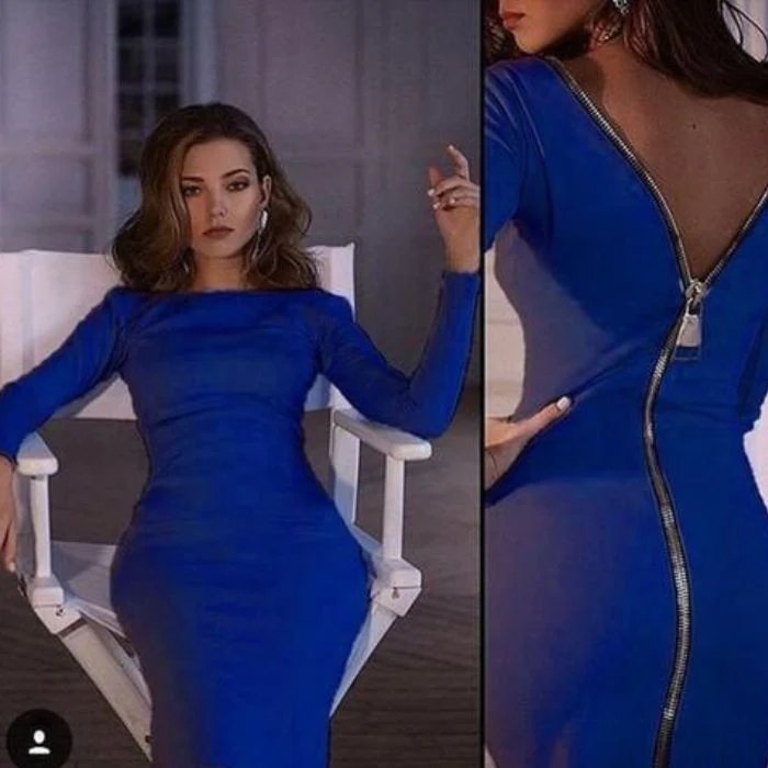 Robe Bodycon Bernadeth avec Fermeture Éclair Longitudinale au Dos