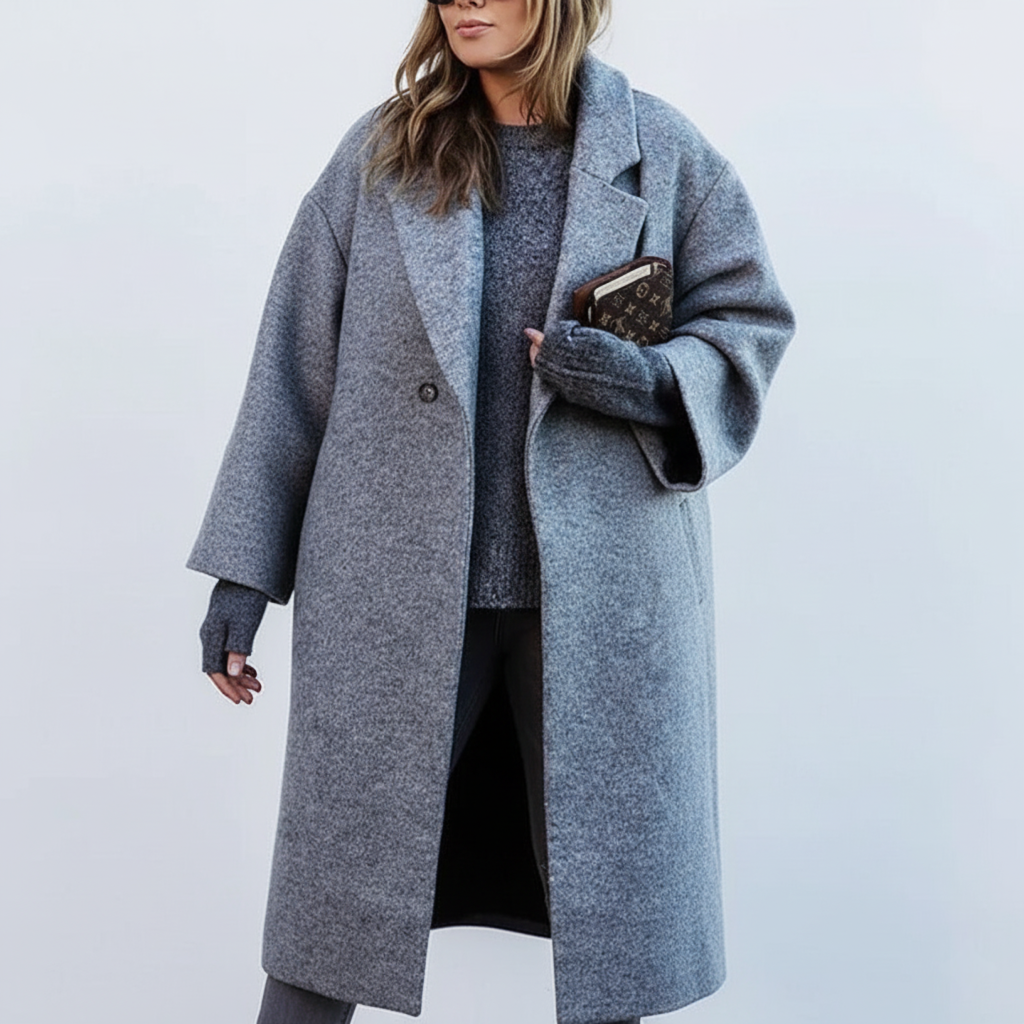 Longue Manteau en Laine pour Femmes en Grandes Tailles