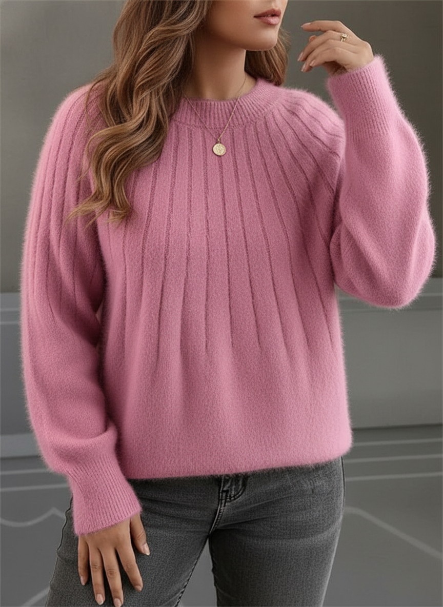 Pull en tricot côtelé doux pour femmes - Grande taille