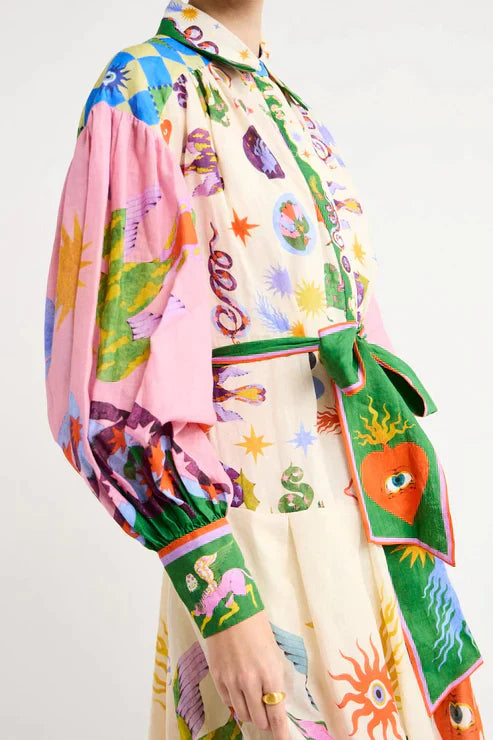 Robe Maxi Imprimée au Style Rétro