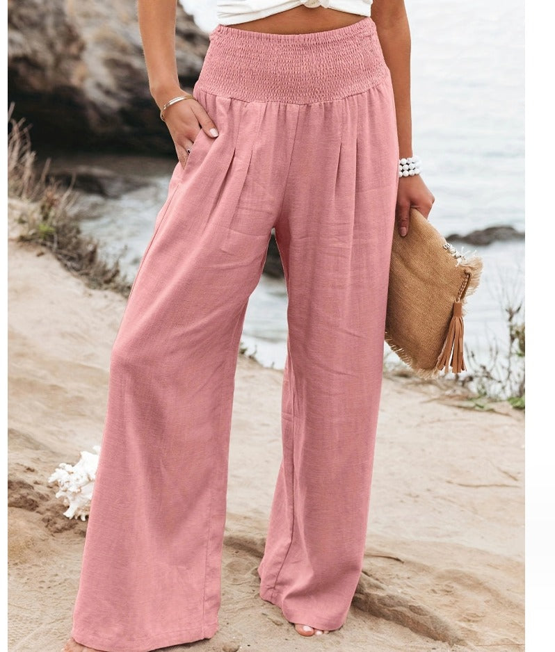Élégant Pantalon Palazzo Élastique pour Femme