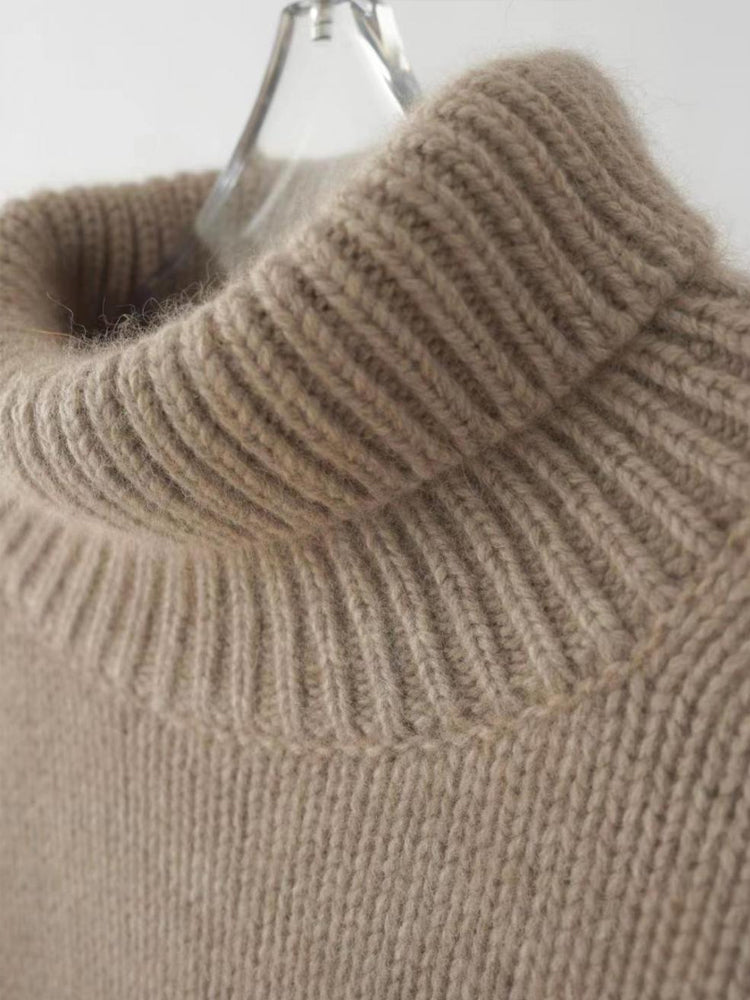 Pull Élégant en Tricot à Col Roulé pour Femme