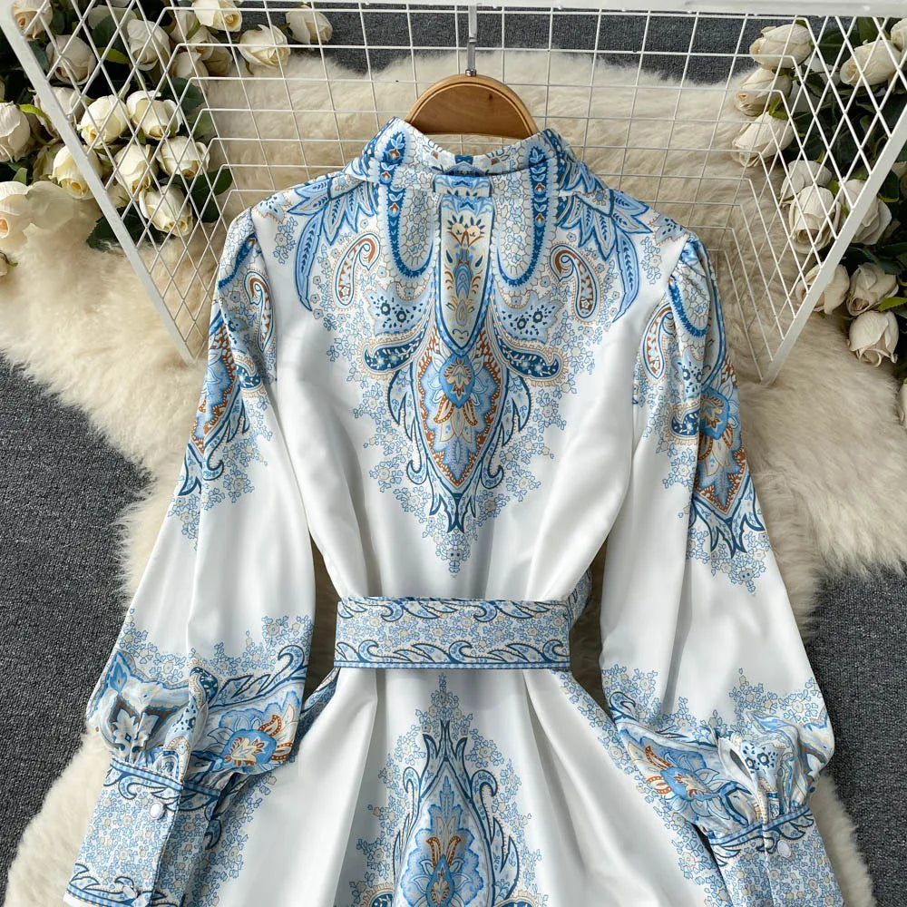 Robe A-Line à Imprimé Floral avec Ceinture