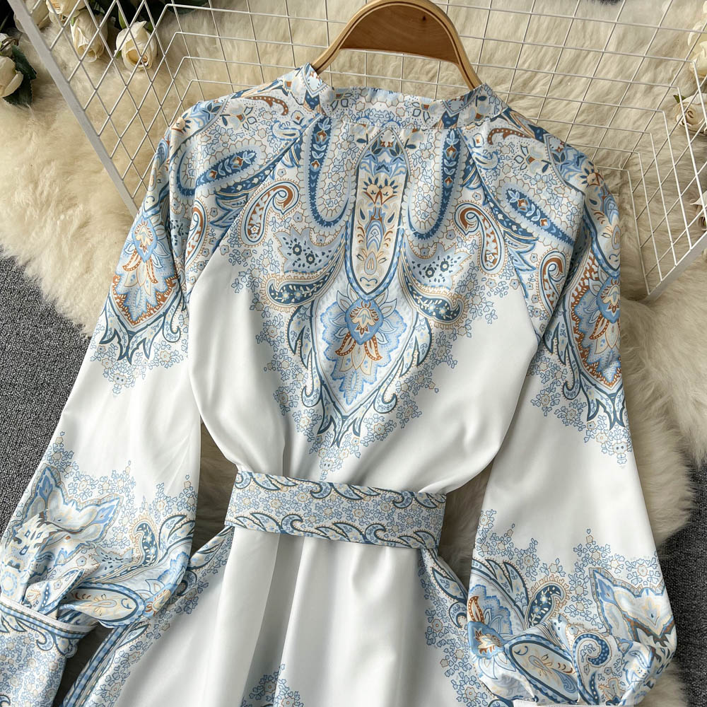 Robe A-Line à Imprimé Floral avec Ceinture