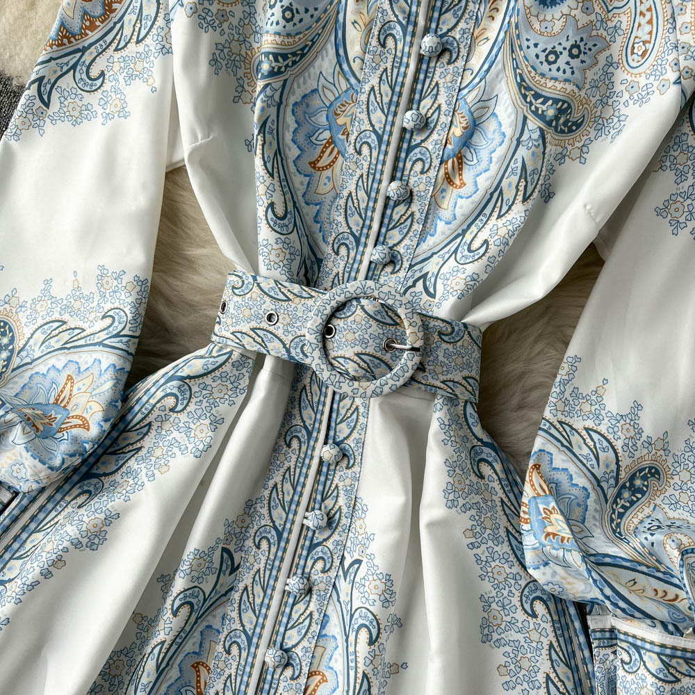 Robe A-Line à Imprimé Floral avec Ceinture