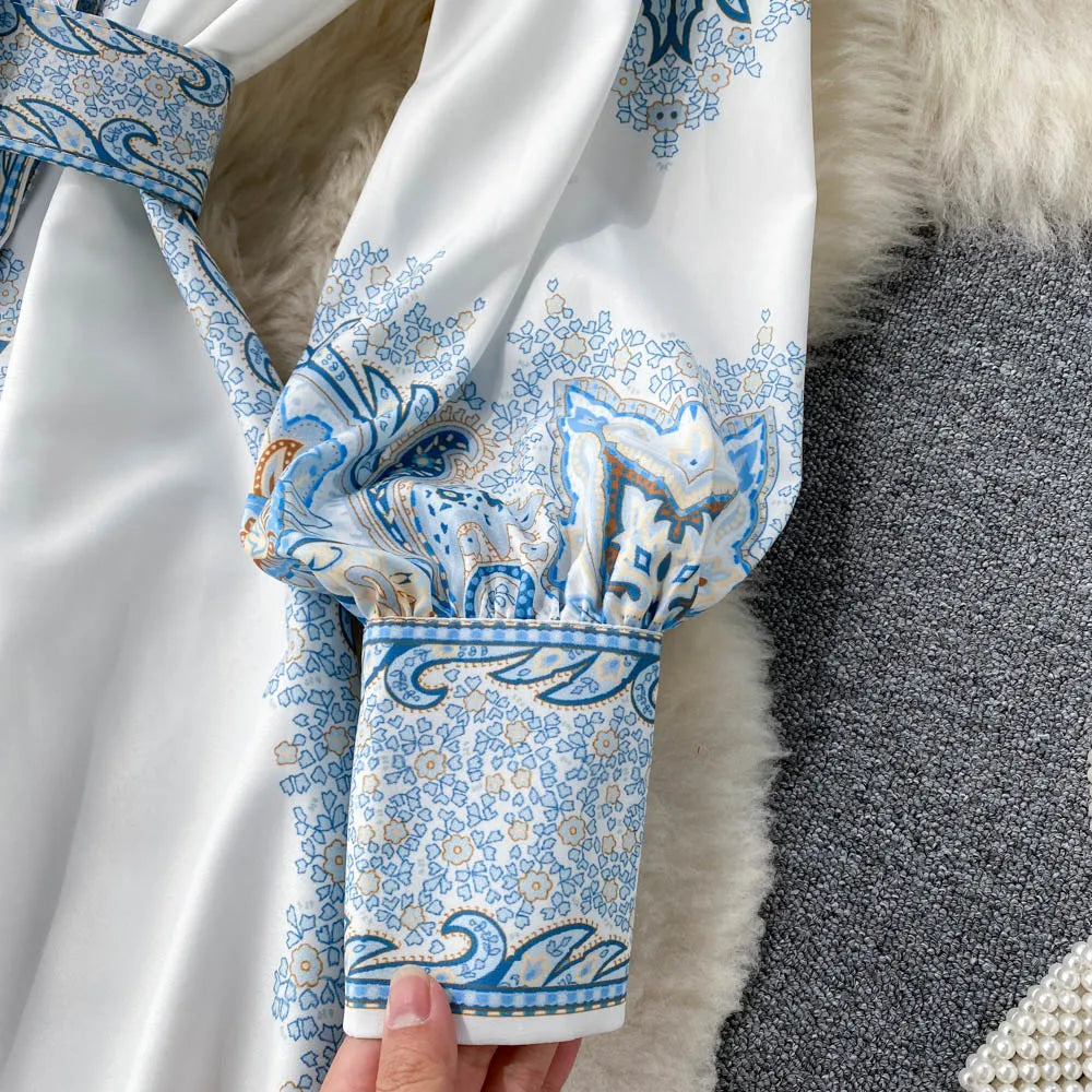 Robe A-Line à Imprimé Floral avec Ceinture