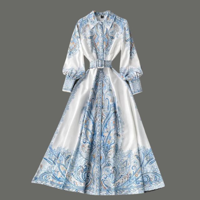 Robe A-Line à Imprimé Floral avec Ceinture