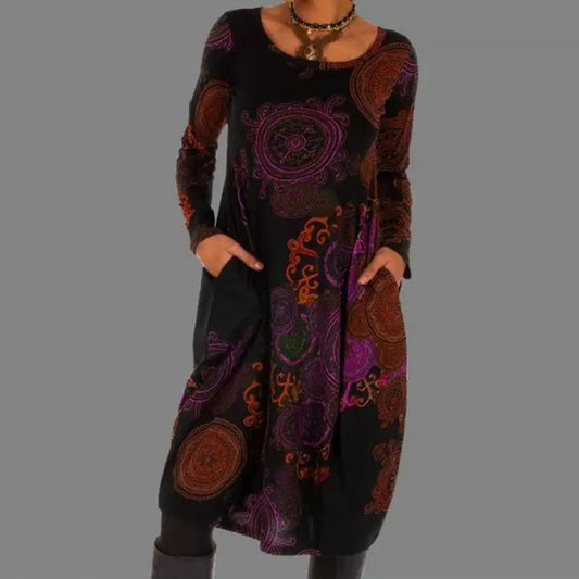 Robe Bohème Femme à Col Rond