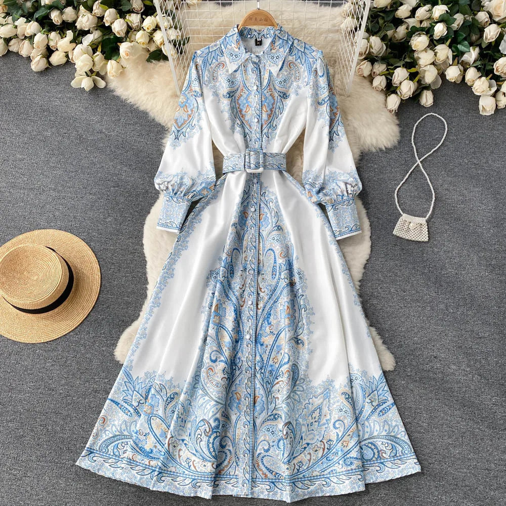 Robe A-Line à Imprimé Floral avec Ceinture