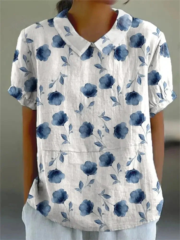 T-shirt en Coton à Imprimé Floral