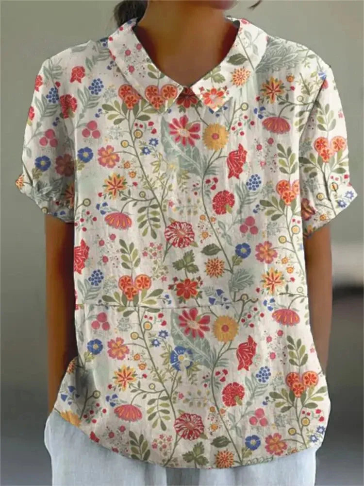 T-shirt en Coton à Imprimé Floral