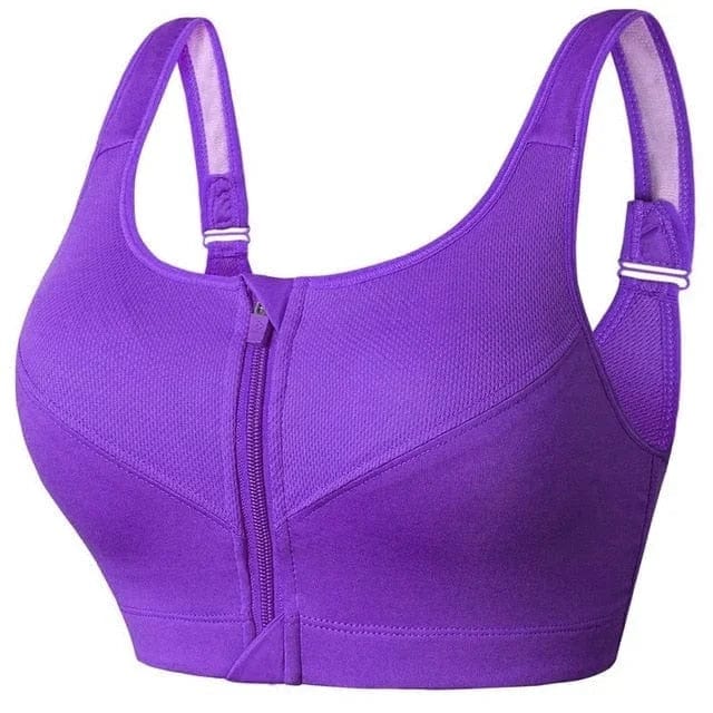 Soutien-gorge de sport grande taille à fermeture éclair au design original